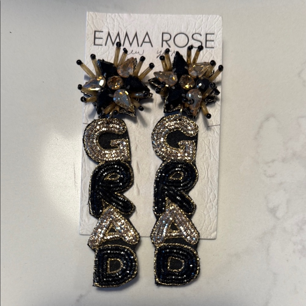 Emma Rose Black and Gold Beaded Earrings